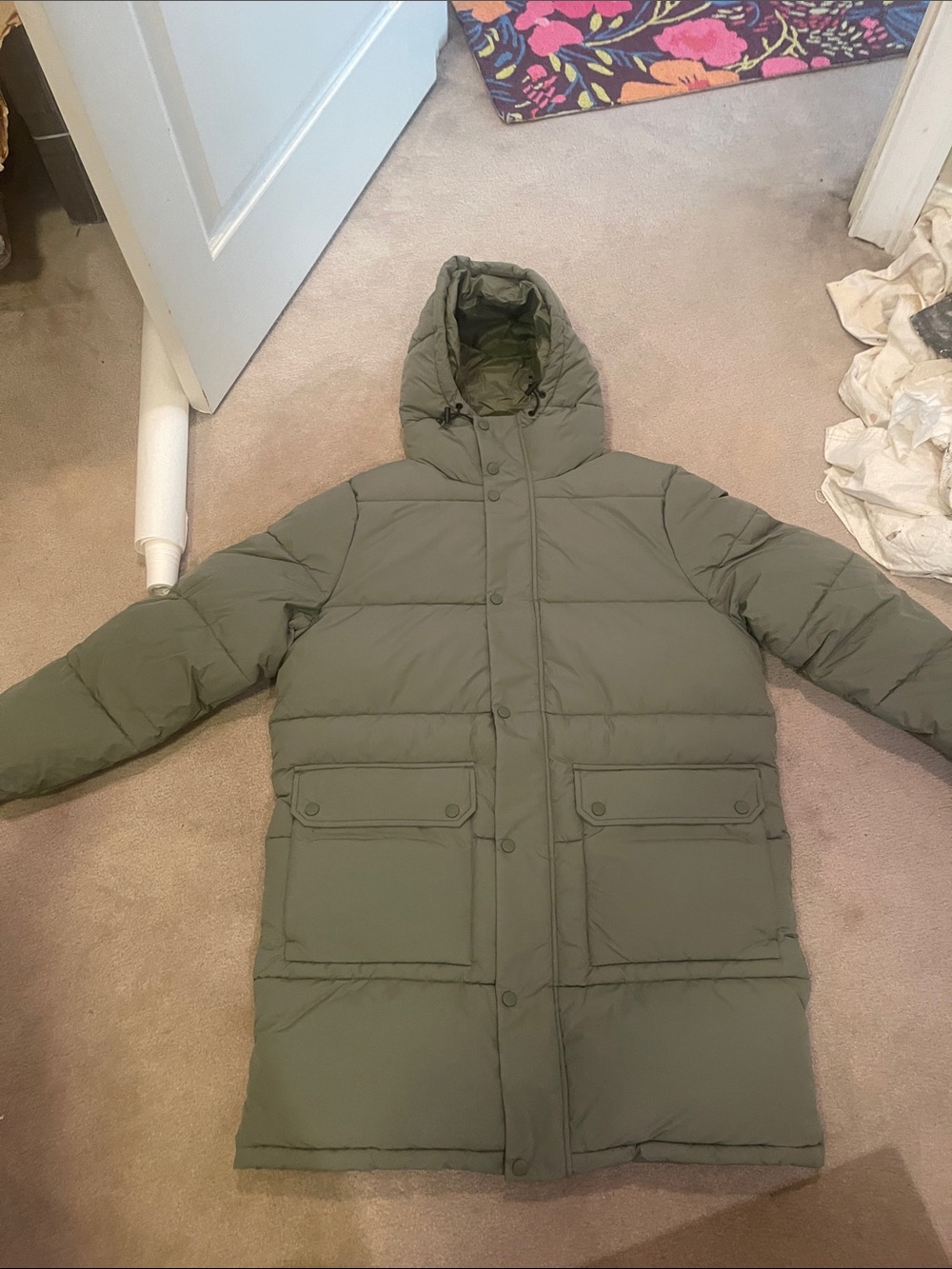 Lckr foot locker long puff jacket mens m nwt olive